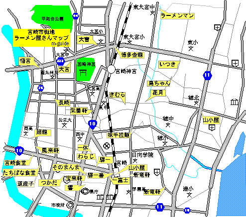 宮崎市街地ラーメン屋さんマップ